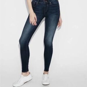 Express Dark Blue Stretch Mid Rise Legging Skinny Jeans